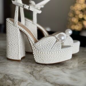 White Pearl Platform Heels